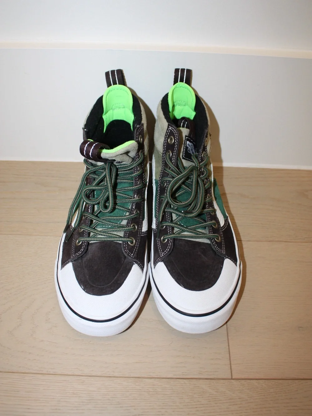 Vans High-Top Sneakers in Olive, Black & Neon Green